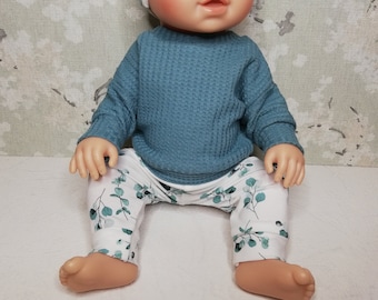 Puppenkleidung 43 cm Set Oberteil Hose Mütze blau Puppenoutfit Babypuppe Baby re born Paola Reina Puppe 45 cm - Soy tú