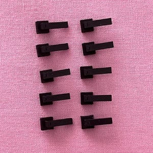 10-Pack Matte Black Miniature Square Modern Interior Door Handles - 1:12 Scale