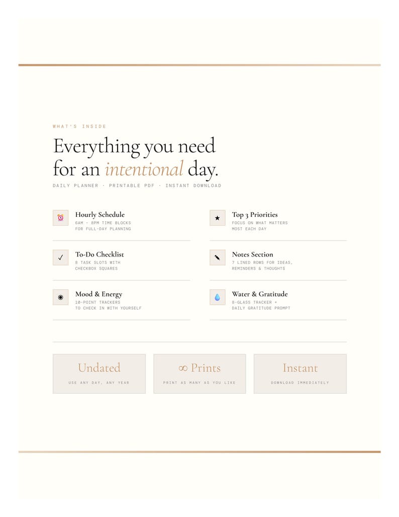 Minimalist Daily Planner Printable | Undated PDF | Daily Schedule, To ...