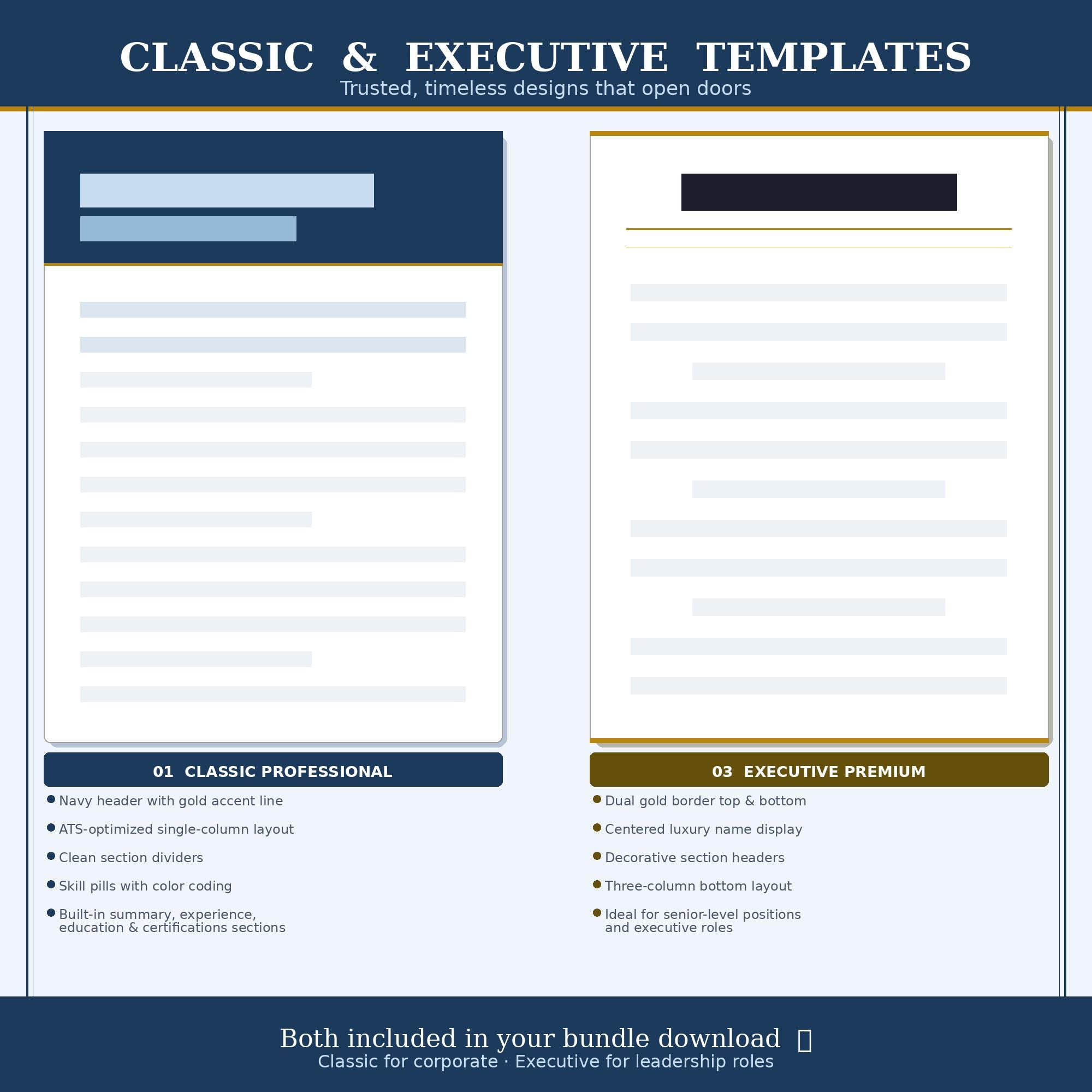 ATS Friendly Resume Template Bundle | 4 Professional Designs + Cover ...