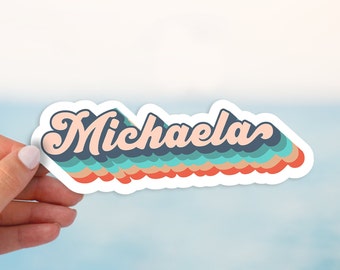 Personalized name, Custom retro name sticker, Name stickers retro vinyl waterproof, laptop stickers, water bottle stickers, Gradient color