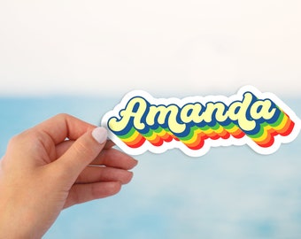 Name stickers retro vinyl, Custom retro name sticker, waterproof stickers, laptop stickers, water bottle stickers, Valentine gift