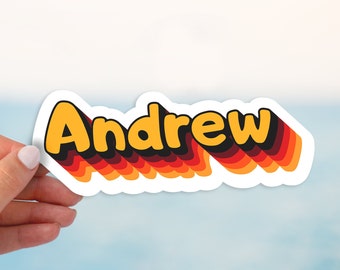 Pastel name sticker Custom retro name sticker, Name stickers retro vinyl waterproof stickers, laptop stickers, water bottle stickers,