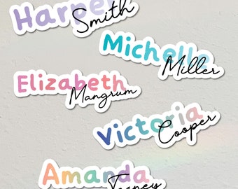 Personalized name sticker, Custom vinyl sticker, Gradient color name sticker, Holographic name sticker, water bottle sticker, FREE SHIPPING!