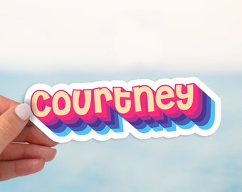 Personalized name, Custom retro name sticker, Name stickers retro vinyl waterproof, laptop stickers, water bottle stickers, Gradient color