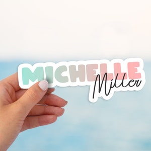 Personalized name sticker, Custom vinyl sticker, Gradient color name sticker, Holographic name sticker, water bottle sticker, FREE SHIPPING!