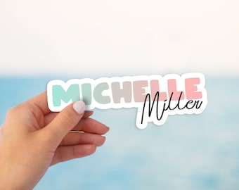 Personalized name sticker, Custom vinyl sticker, Gradient color name sticker, Holographic name sticker, water bottle sticker, FREE SHIPPING!