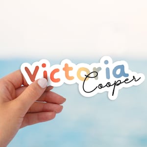 Personalized name sticker, Custom vinyl sticker, Gradient color name sticker, Holographic name sticker, water bottle sticker, FREE SHIPPING!
