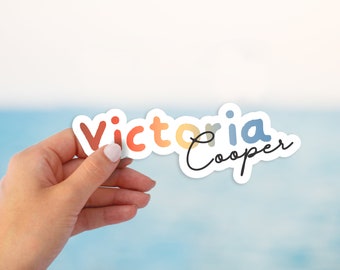Personalized name sticker, Custom vinyl sticker, Gradient color name sticker, Holographic name sticker, water bottle sticker, FREE SHIPPING!