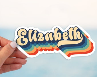 Custom retro name sticker, Name stickers retro vinyl waterproof stickers, laptop stickers, water bottle stickers, Valentine gift
