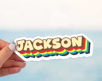 Personalized name, Custom retro name sticker, Name stickers retro vinyl waterproof, laptop stickers, water bottle stickers, Gradient color