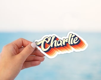 Personalized name, Custom retro name sticker, Name stickers retro vinyl waterproof, laptop stickers, water bottle stickers, Gradient color