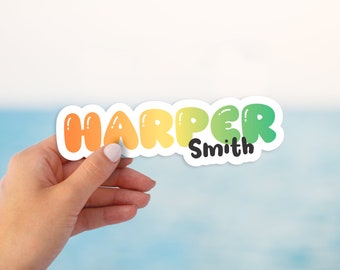 Personalized name sticker, Custom vinyl sticker, Gradient color name sticker, Holographic name sticker, water bottle sticker, FREE SHIPPING!