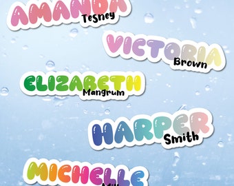 Personalized name sticker, Custom vinyl sticker, Gradient color name sticker, Holographic name sticker, water bottle sticker, FREE SHIPPING!