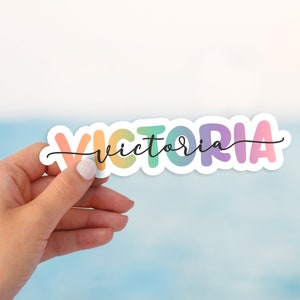 Personalized name sticker, Custom vinyl sticker, Gradient color name sticker, Holographic name sticker, water bottle sticker, FREE SHIPPING!