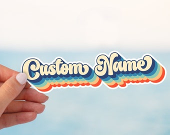 Name stickers, custom retro name sticker, retro vinyl waterproof stickers, laptop stickers, water bottle stickers, bulk custom sticker,