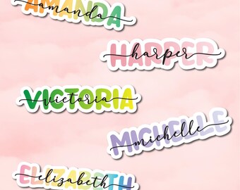 Personalized name sticker, Custom vinyl sticker, Gradient color name sticker, Holographic name sticker, water bottle sticker, FREE SHIPPING!