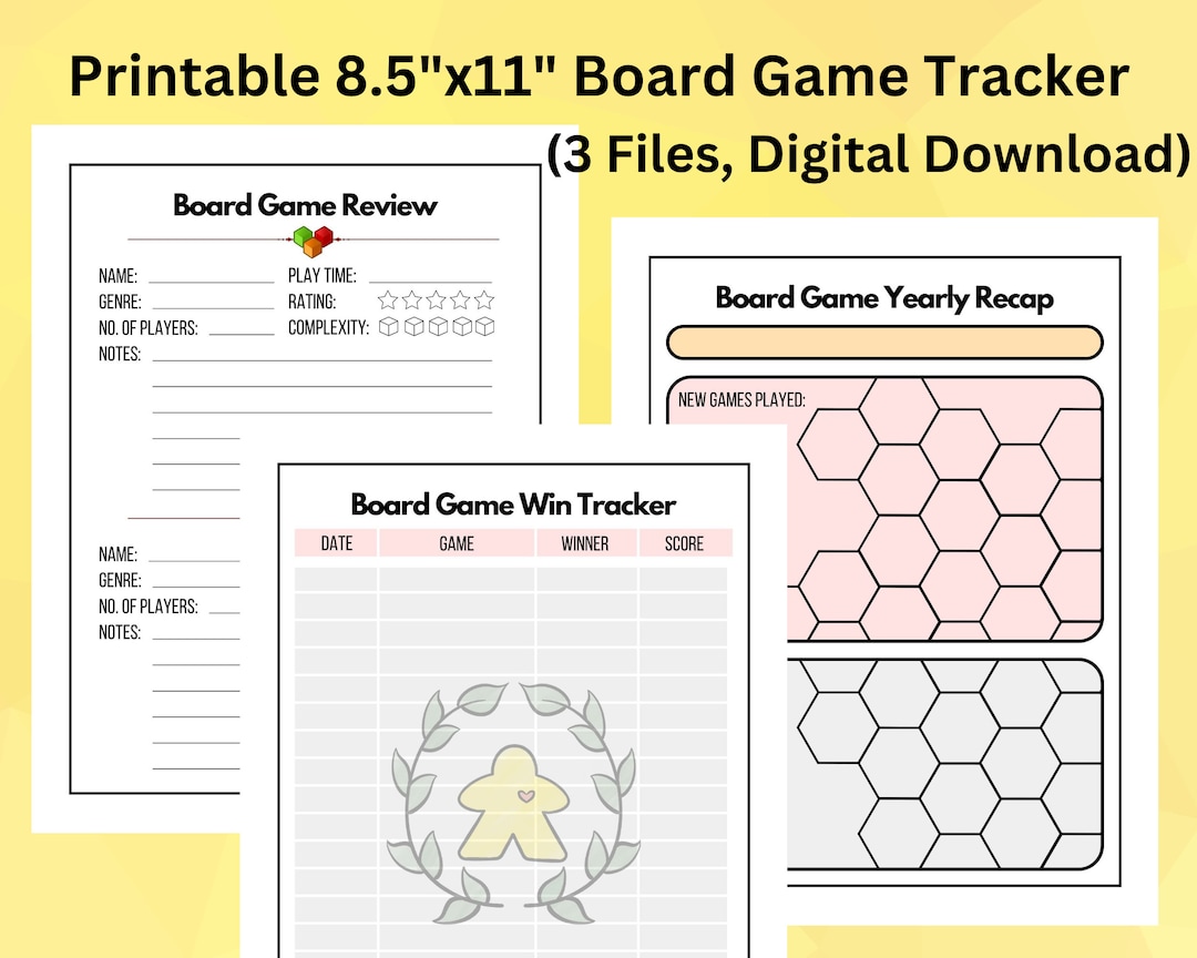Board Game Tracker, Game Journal, Game Notebook, Geeks, Game Night