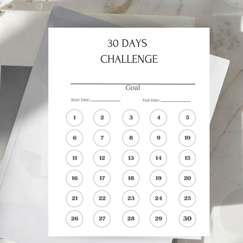30 Day Challenge Printable - Etsy