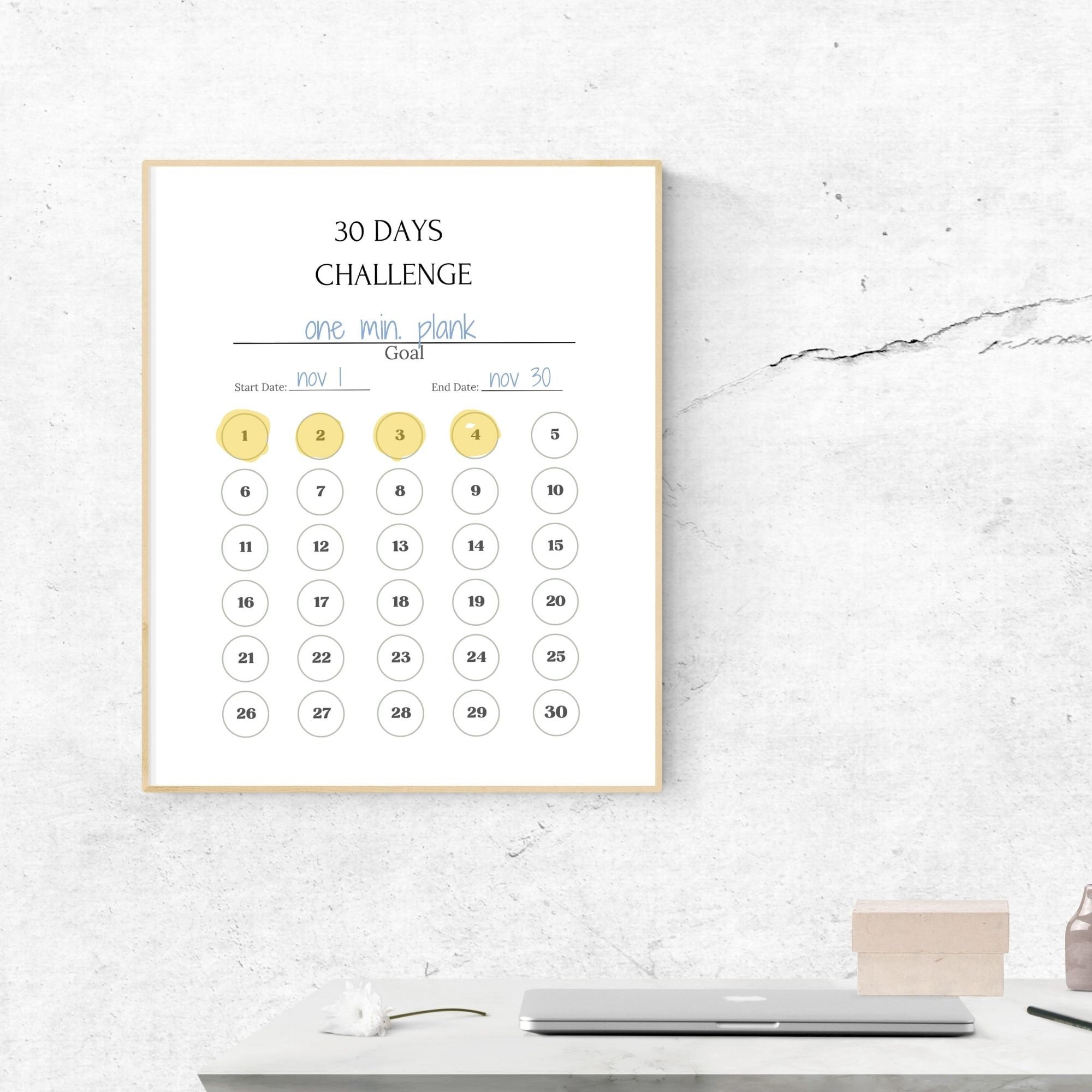 30 Days Challenge Template Goals Tracker PDF 30 Day Habit Tracker ...