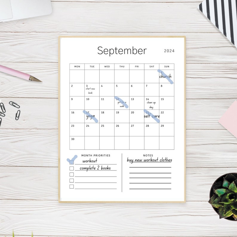 2024 12 Month Calendar Template Printable Monthly Calendar Simple