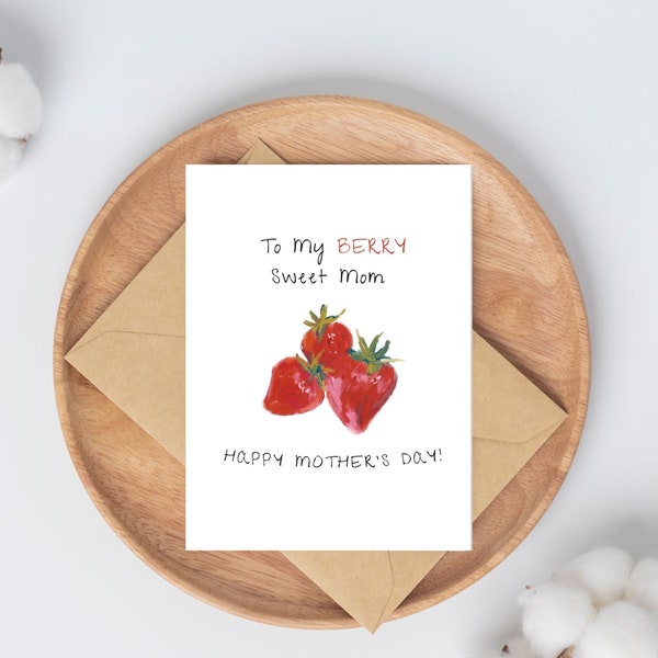 Gifts for Her Mother's Day Meaningful Greeting Card Printable Digital Download 4x6 Card Minimal PDF Greeting Card 5x7 Strawberry Card Print