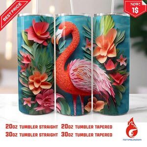 3D Flamingo 1 Tumbler Design, Skinny, Straight Tumbler Wrap, Instant Digital Download, Sublimation Design for 20oz/30oz Tumbler
