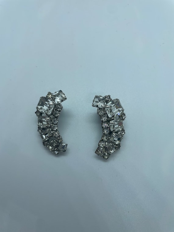 Weiss Clear Rhinestone Clip on Earrings