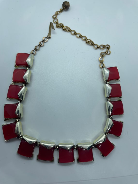Gold and Red thermoset Charel necklace