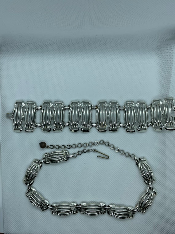 Silver Vintage Choker and Bracelet Set - image 1