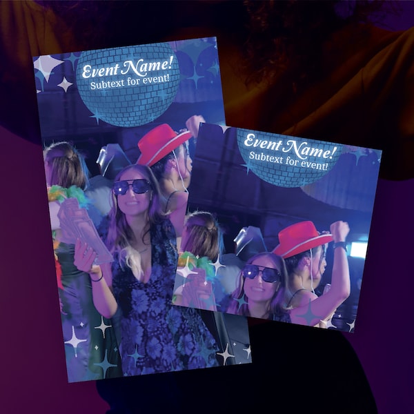 Blue Disco Ball - 360 Photo Booth Overlay - Custom Template for Prom, Anniversary, and Weddings
