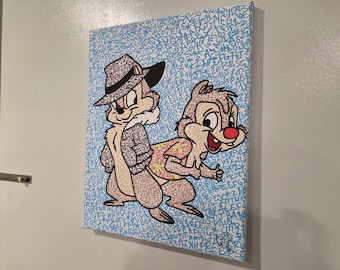 11x14 Hand Painted Chip & Dale Canvas Pop Art, The Rescue Rangers Artwork, Fan Art, Disney-inspired Character Art, Graffiti