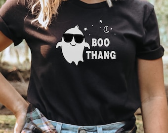 T-shirt Boo Thang, maglietta di Halloween, maglietta alla moda, maglietta fantasma