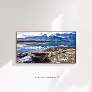 Frame Tv Art Landscape | Tv Frame Digital Art | Samsung Frame Tv Art | Tv Art Modern Winter | Lake Digital Photography | Wall Art Decor