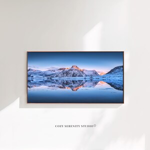 Frame Tv Digital Art | Samsung Tv Frame Art | Tv Frame Art Lake Painting |digital print wall art | mountain landscape art | water reflection
