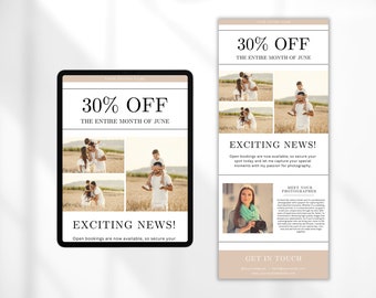 Email Newsletter Canva Template, Email Marketing for Photographers, Sales Email Template, Family Photography Email Marketing Template,