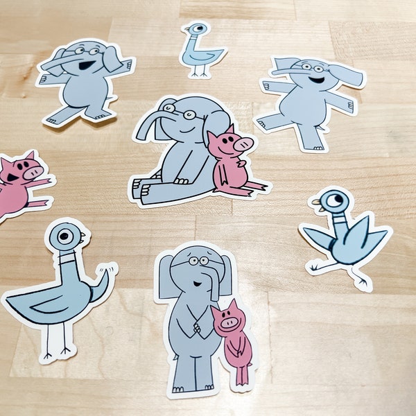 Elephant & Piggie stickers | party favors | elephant piggie stickers | pigeon stickers | laptop decal | tumbler water bottle stickers