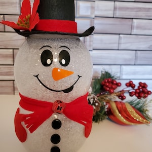Snowman Nightlight Large, Fireplace Light, Fairylights, Farmhouse Decor, Christmas gift, Hostess Gift, Childs Light, Office Gift Exchange