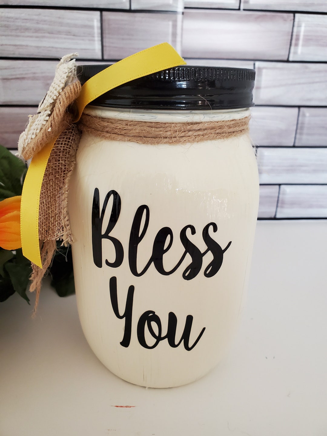 Bless You Mason Jar Kleenex Holder Utensil Canister Gift Etsy
