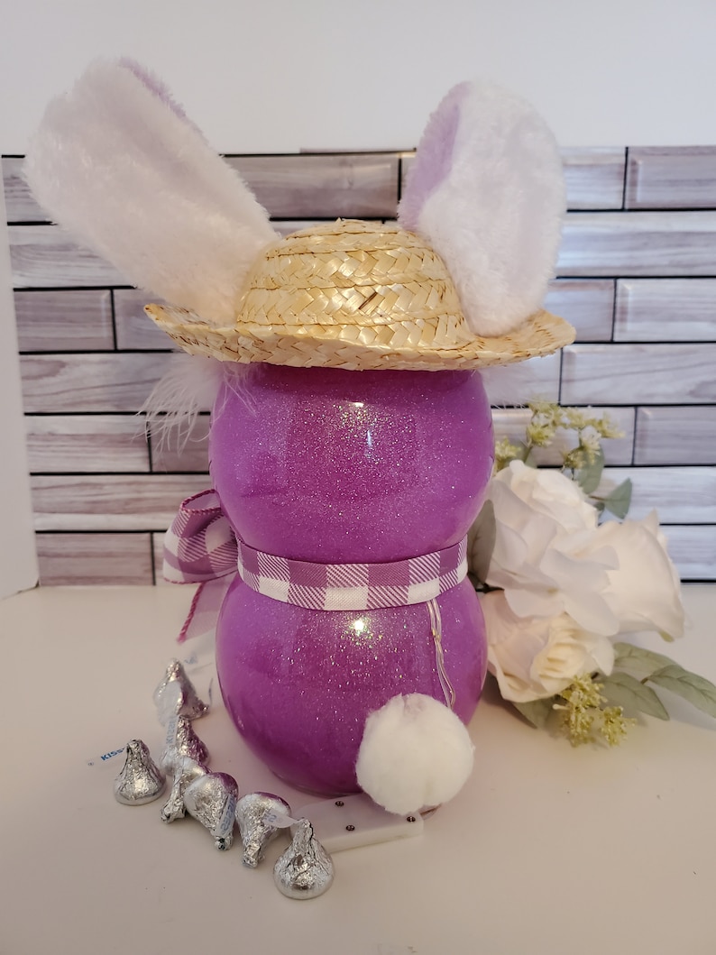Bunny Light, Purple, Rabbit Lover, Table Centerpiece, Glass Light Up ...