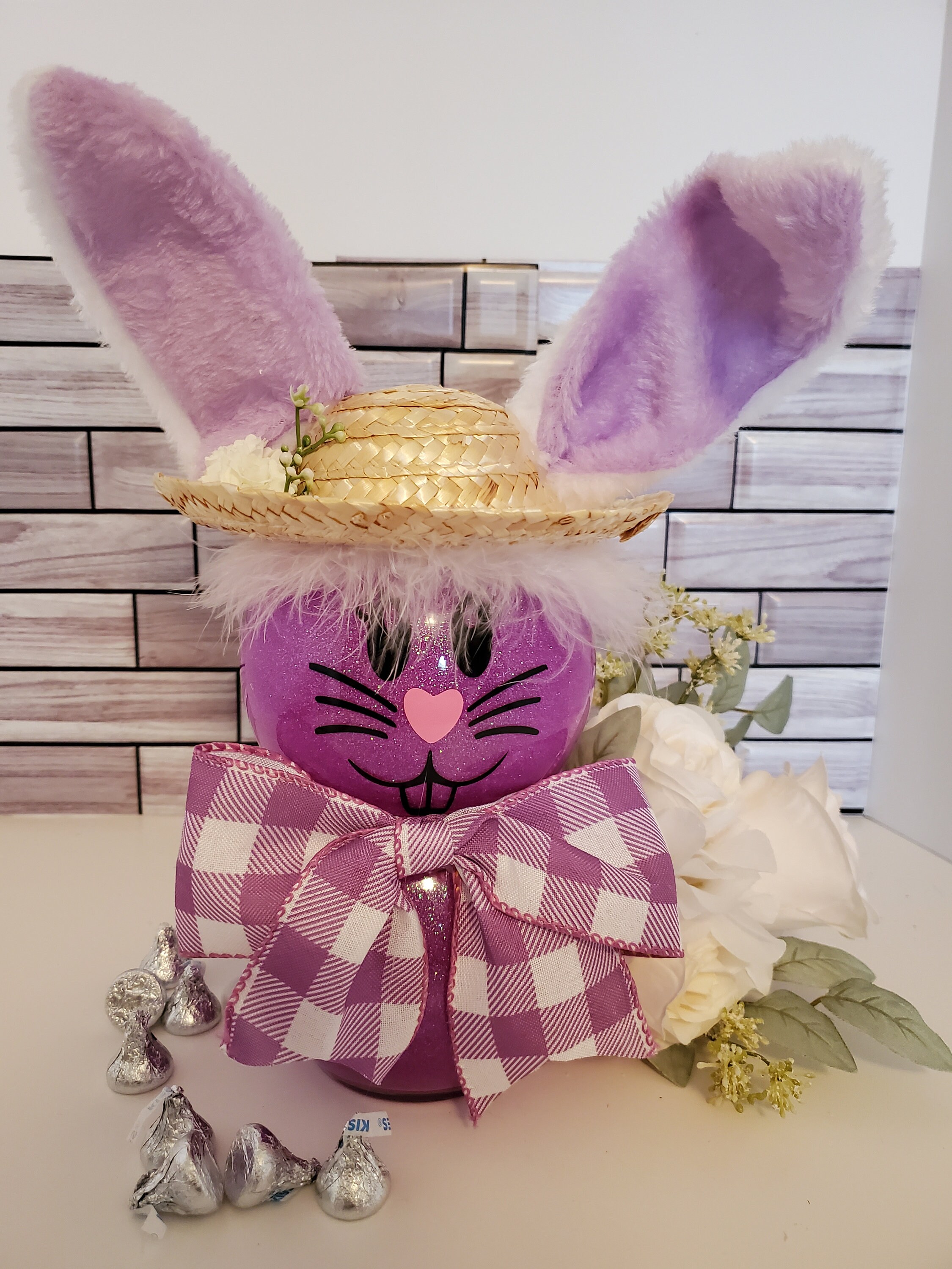 Bunny Light, Purple, Rabbit Lover, Table Centerpiece, Glass Light Up ...