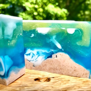 Ocean Shores Soap, Handmade Bar Soap, Aqua Blue Soap, Artisan Soap, Beach Soap, Graduation Gift