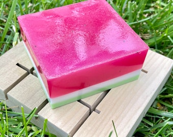 Watermelon Sugar Soap, Summer Soap, Handmade Bar Soap, Artisan Soap, Square Soap, Pink and Green Soap