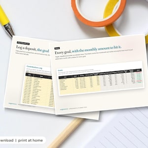 Savings Goals Tracker Spreadsheet, Sinking Funds & Progress Bars