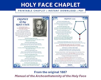 Holy Face of Jesus Chaplet, Holy Face Devotion Prayers, Printable Catholic Prayer Cards, Adoration and Reparation Digital Download
