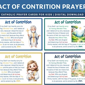 Act of Contrition Prayer Cards for Kids, Catholic Kids Digital Prayer Cards, Printable Catholic Prayers, Act of Contrition Printable