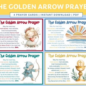 Golden Arrow Prayer Cards for Kids, The Golden Arrow Prayer, Cute Catholic Prayercards, Holy Face Devotion Printable, Catholic Digital File
