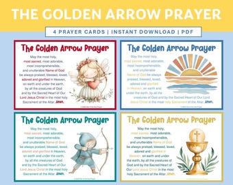 Golden Arrow Prayer Cards for Kids, The Golden Arrow Prayer, Cute Catholic Prayercards, Holy Face Devotion Printable, Catholic Digital File