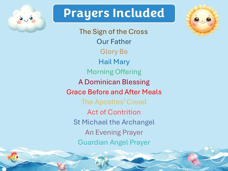 Catholic Prayers for Children, Catholic Prayercard Set, First Communion ...