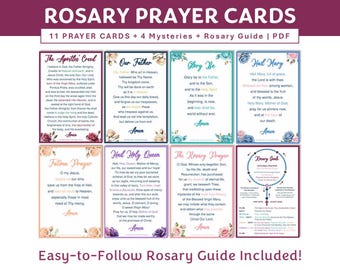 Rosary Prayers, Printable Catholic Prayer Cards, How to Pray the Rosary